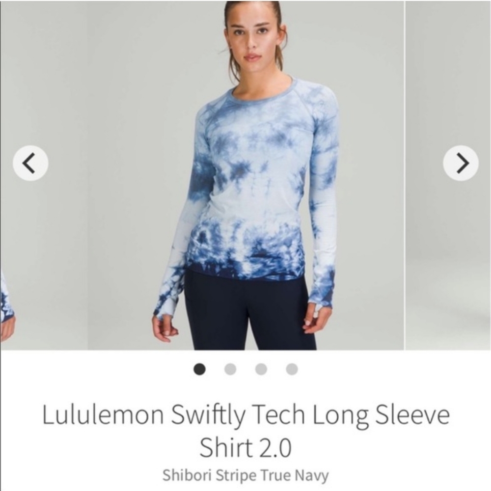 lululemon athletica Women's Navy Tie-Dye Long Sleeve Top